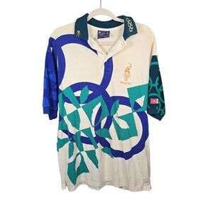 Vintage 1996 Atlanta Olympics Hanes Polo Shirt Mens Large Volunteer Staff Parent